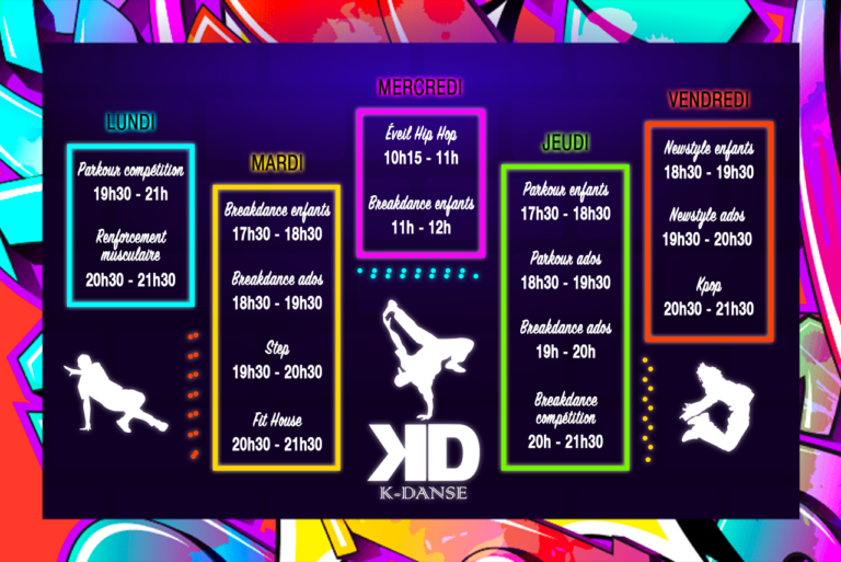 Planning des cours saison 20242025 à Jassans Riottier